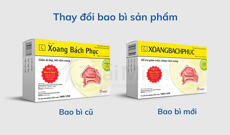 Thông báo thay đổi bao bì nhãn mác sản phẩm Xoang Bách Phục